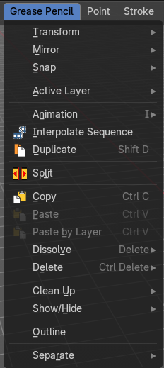 Edit Mode - Grease Pencil Menu