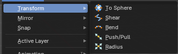 Transform submenu