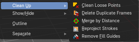 Cleanup sub menu