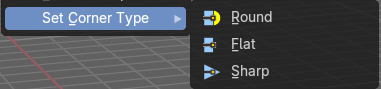 Set Corner Type submenu