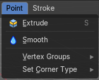 Edit Mode - Point Menu
