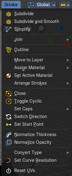 Edit Mode - Stroke Menu