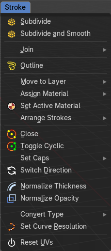 Edit Mode - Stroke Menu