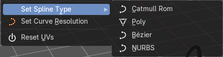 Set Spline Type – Sub Menu