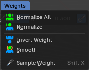 Weight Paint Mode - Weights Menu