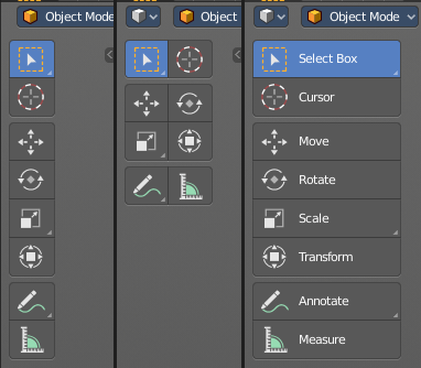 Resizing the tool shelf