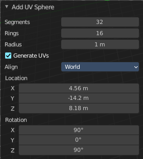 Last Operator Add UV Sphere Panel