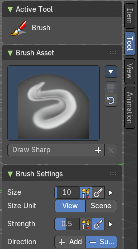 Brushes settings