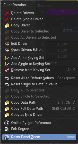 Right Click menu