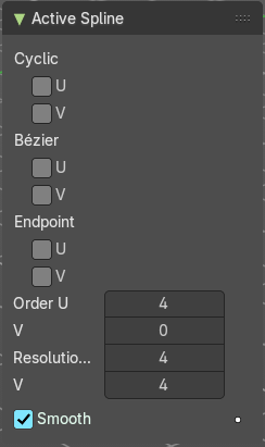 Item tab - Surface Object - Active Spline Panel
