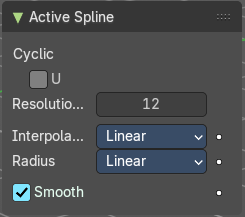 Item tab - Curve Object - Active Spline Panel