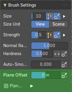 Brush Settings Panel - Clay Thumb brush
