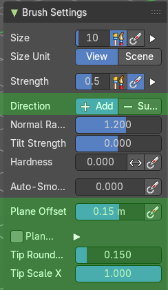 Brush Settings Panel - Clay Strips brush