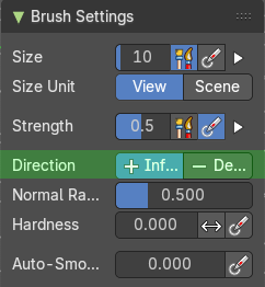 Brush Settings Panel - Inflate/Deflate brush