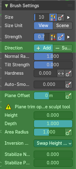 Brush Settings Panel - Fill/Deepen brush