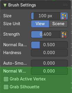 Brush Settings Panel - Grab brush