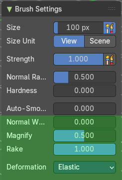 Brush Settings Panel - Elastic Snake Hook brush