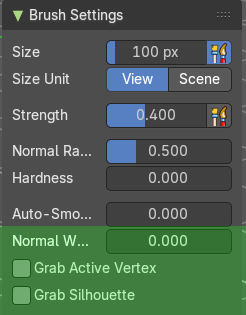 Brush Settings Panel - Grab 2D brush