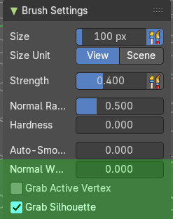 Brush Settings Panel - Grab Silhouette brush