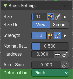 Brush Settings Panel - Relax Pinch brush