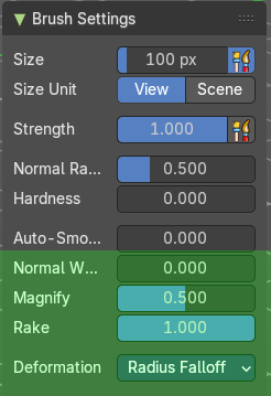 Brush Settings Panel - Snake Hook brush