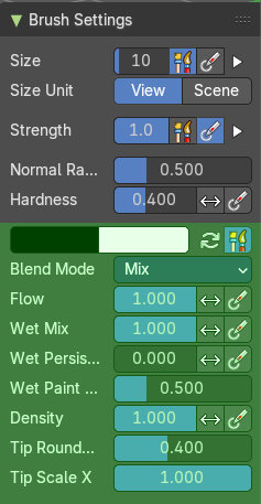 Brush Settings Panel - Blend Square brush
