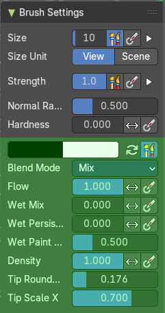 Brush Settings Panel - Paint Square brush