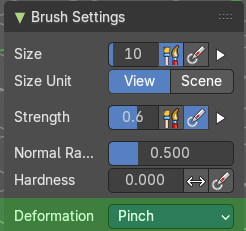 Brush Settings Panel - Sharpen brush