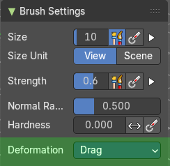 Brush Settings Panel - Smear brush