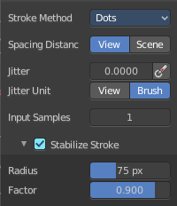 Stroke Panel with Stroke method dot