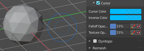 Brush Settings Panel - Cursor Sub panel