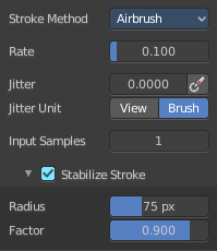 Stroke Panel with Stroke method Airbrush