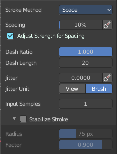 Stroke Panel with Stroke method Space