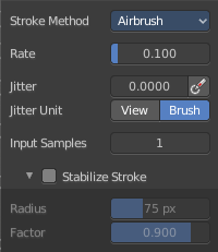 Stroke Panel with Stroke method Airbrush