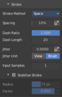 Brush Settings Panel - Stroke Sub panel