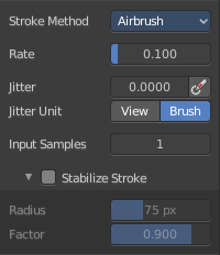 Stroke Panel with Stroke method Airbrush