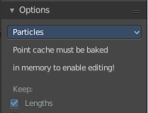 Particle Edit Mode - Options panel