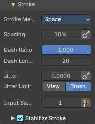 Brush Settings Panel - Stroke Sub panel