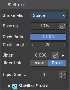 Stroke Panel with Stroke method Space