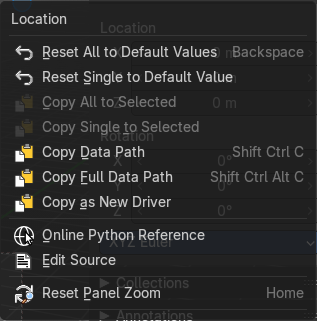 Right Click menu