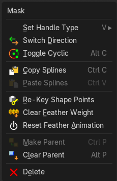 Mask context menu