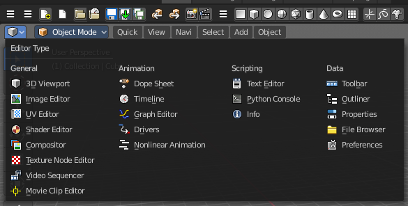 Editortype Menu