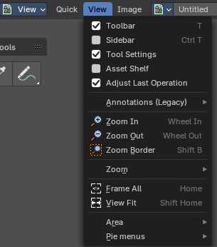 Image Editor - View Menu