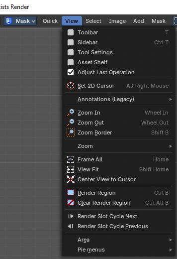 Image Editor - View Menu