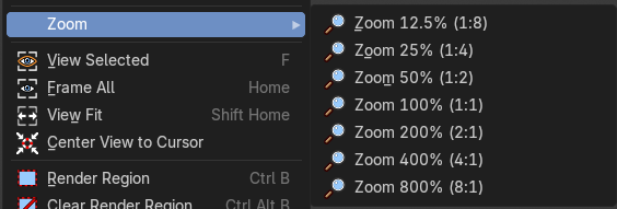 Zoom submenu