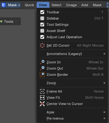Image Editor - View Menu