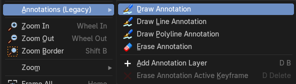 Annotations (Legacy) submenu