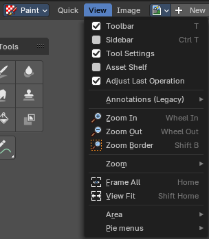 Image Editor - View Menu