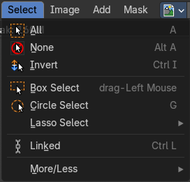 Image Editor - Select menu