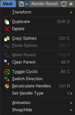 Image Editor - Mask menu